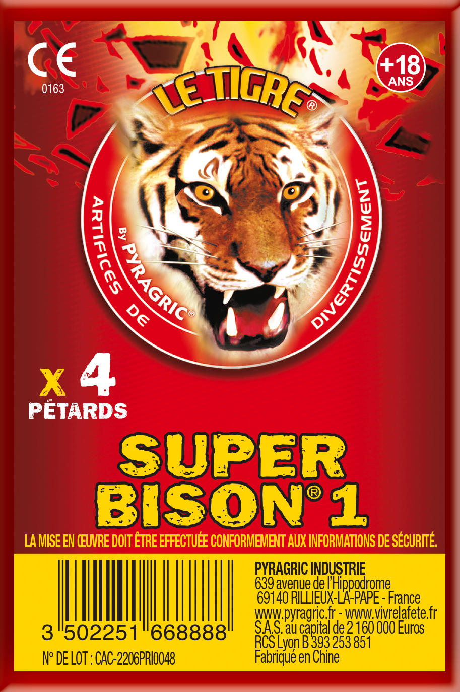 PÉTARDS LE TIGRE® BISON® N°3 - P166305