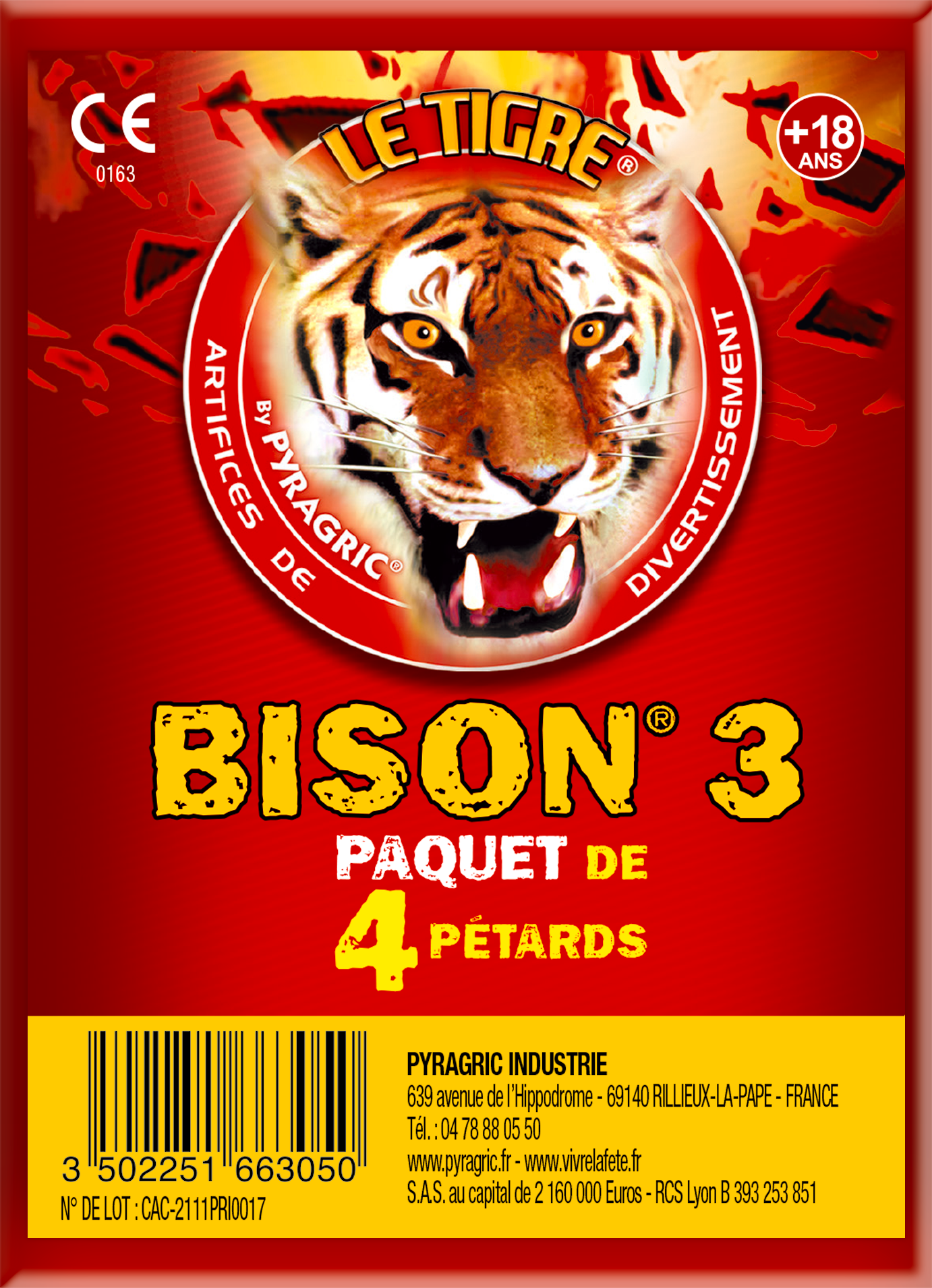 Boîte de 2 Petard Pétard a meche Artifice Bison 6 Catégorie 3