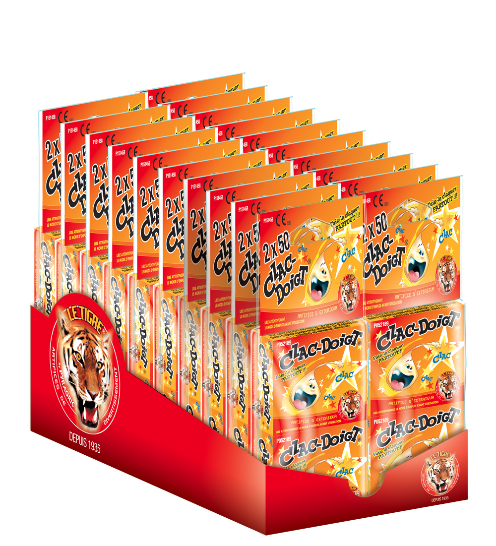 Big Clac Doigt® Le Tigre® : 1 Boîte de 25 Pois - Jeux et jouets