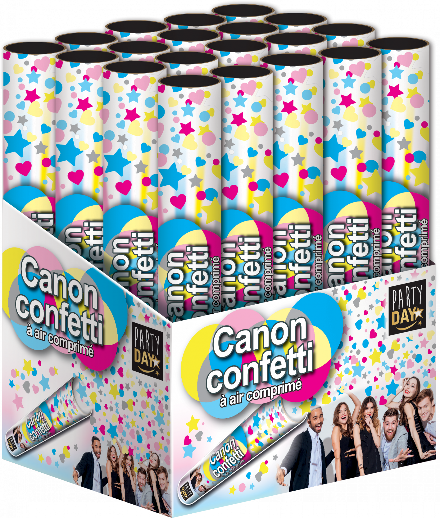 Canon à confettis - 30 cm - Doré et Blanc