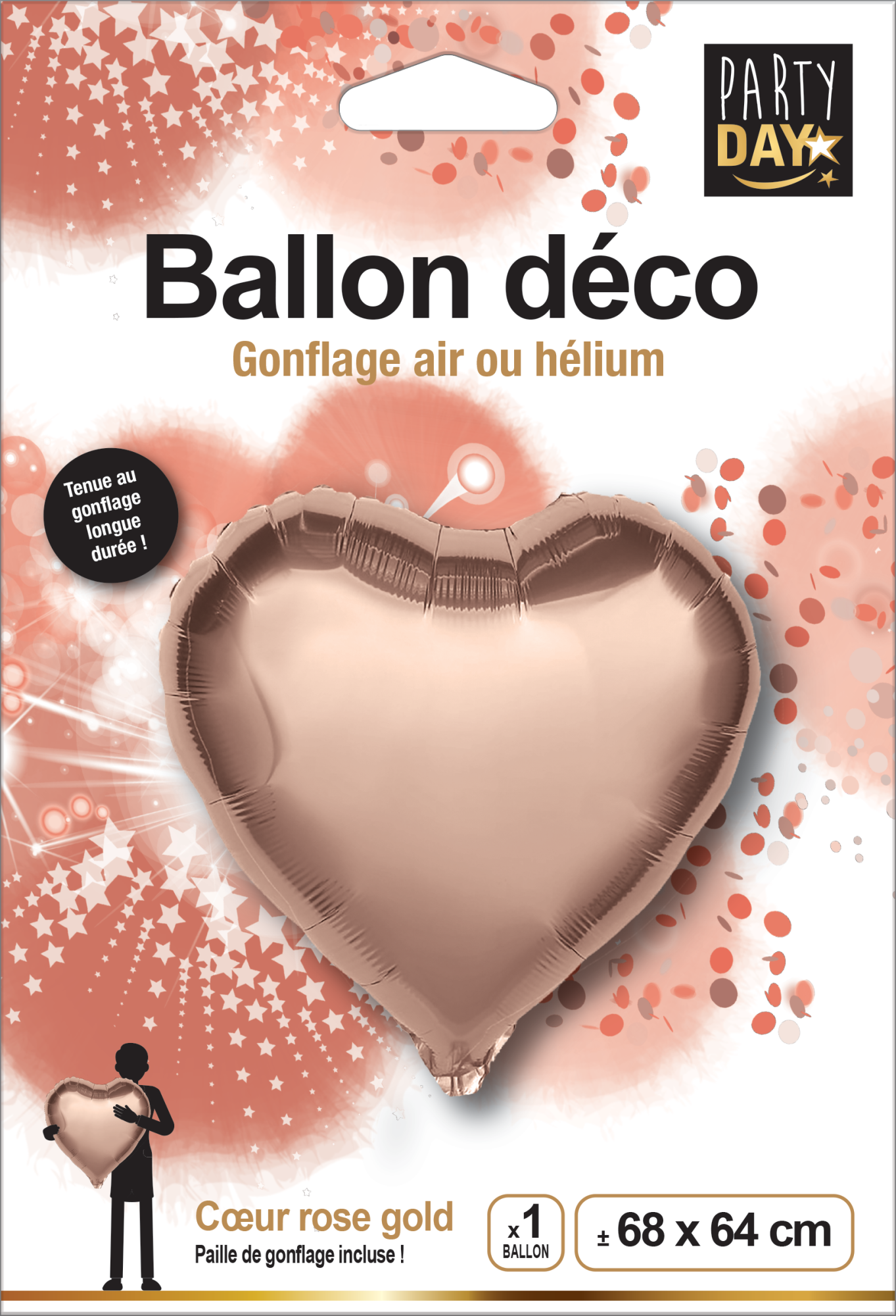 P166334-BALLON ALU COEUR ROSE GOLD